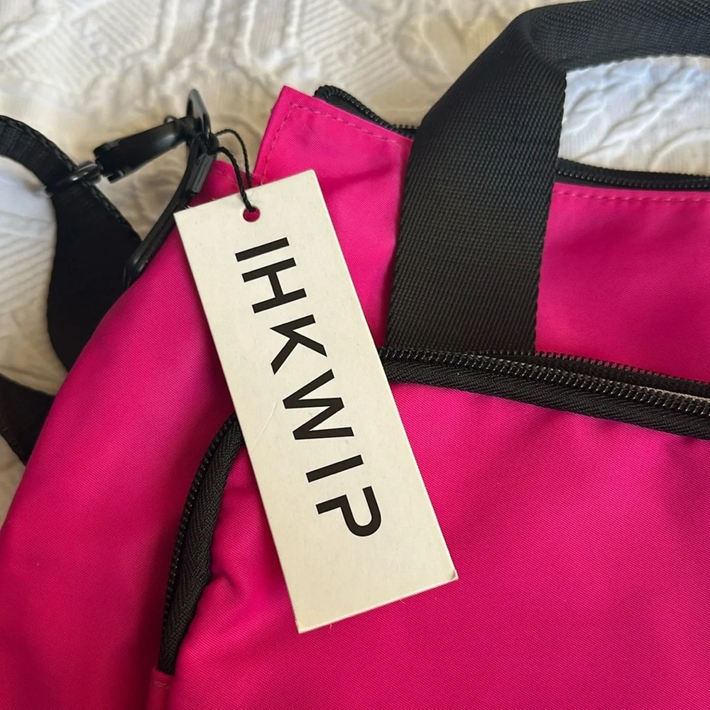 NWT IHKWIP Nylon Mini Tote w/ Crossbody Strap Magenta - Picture 2 of 6